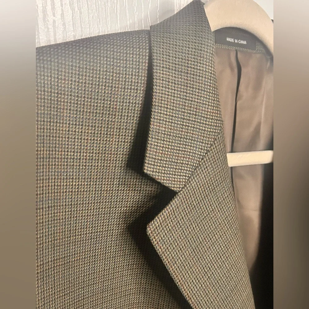 Ralph Lauren Houndstooth Blazer 44S Brown Checkered Black Label Wool 3-Button‎